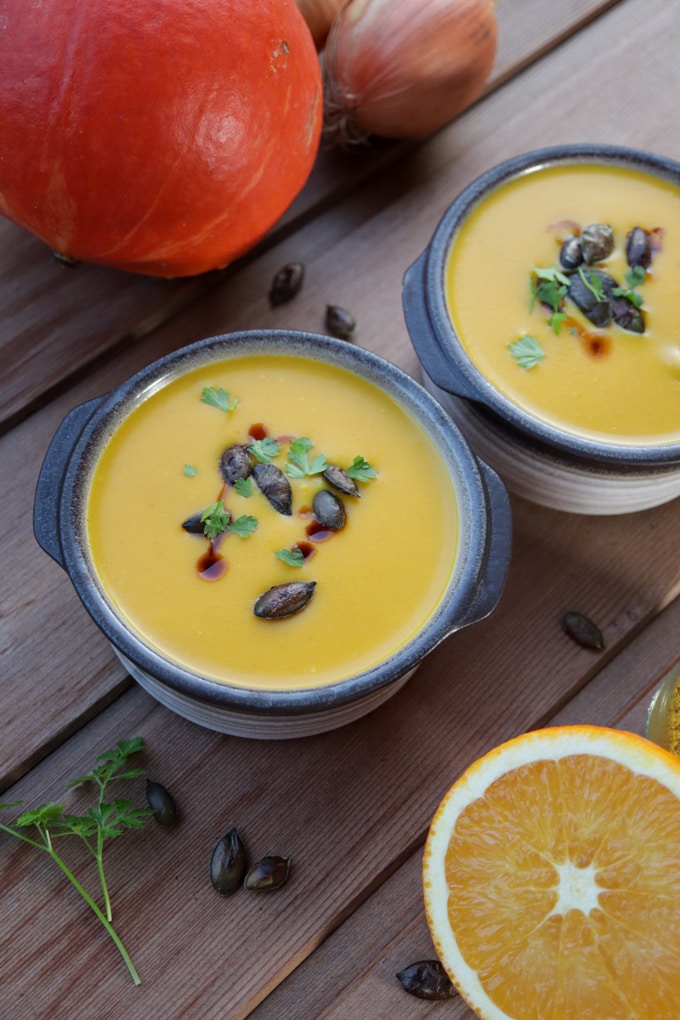Pumpkin soup with butternut squash vegan