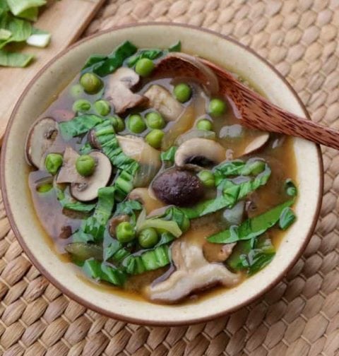 Vegan Miso Soup with Mushrooms