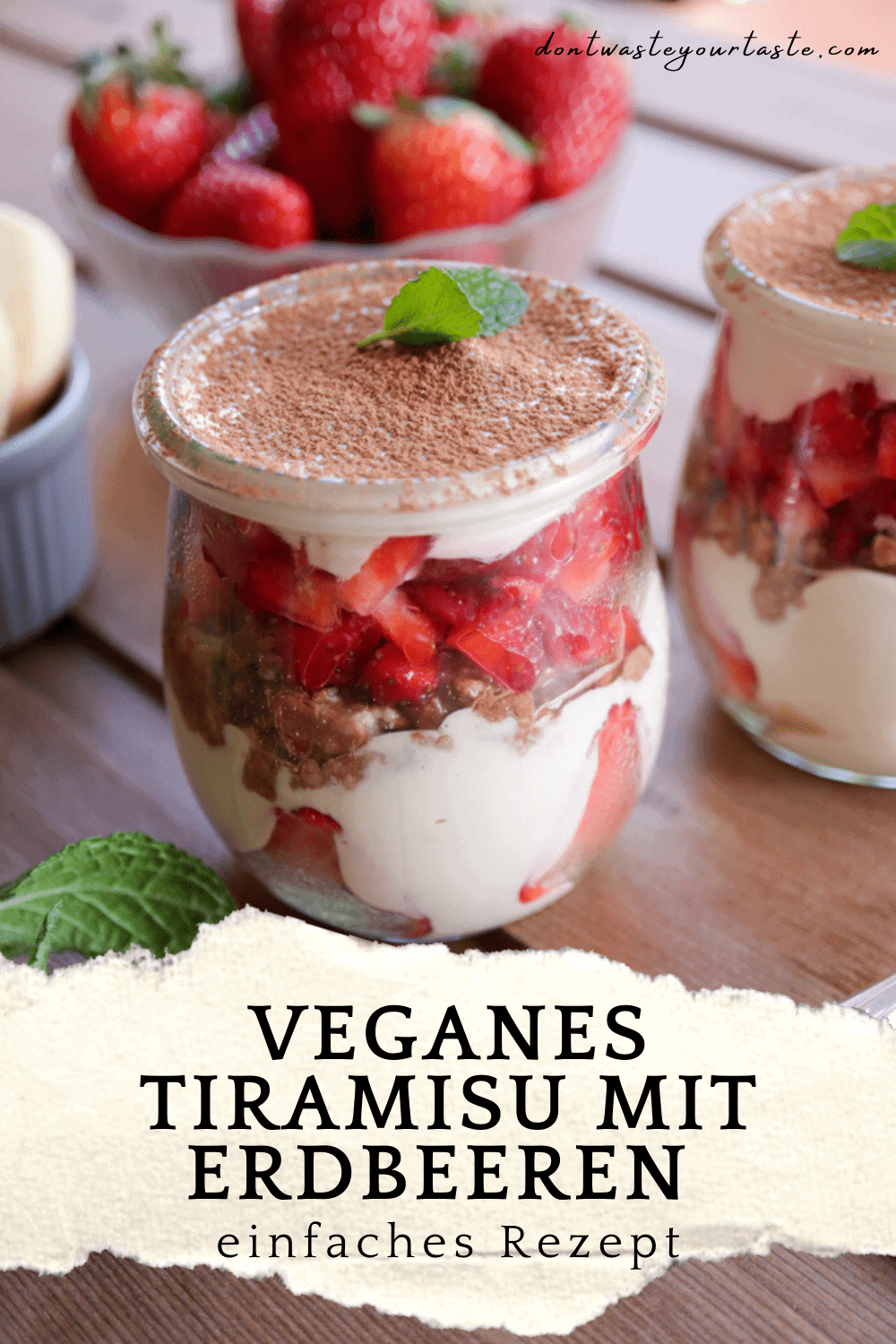 Einfaches Tiramisu mit Erdbeeren - vegan | mit Lupinenkaffee