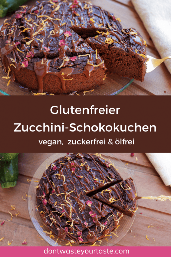 Glutenfreier Zucchini-Schokokuchen - vegan, zuckerfrei, ölfrei Pinterest Pin