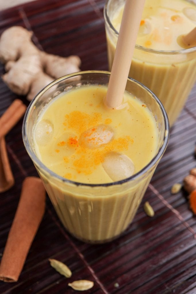 Iced Tumeric Latte sweetened with dates