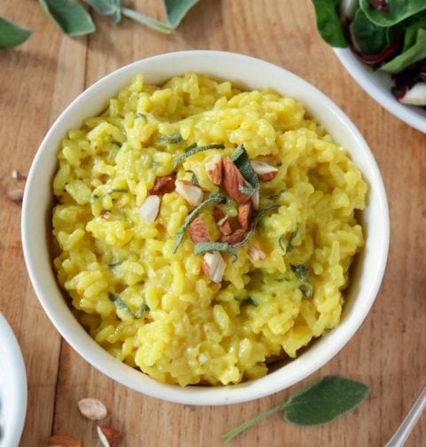 Safranrisotto mit Salbei - vegan