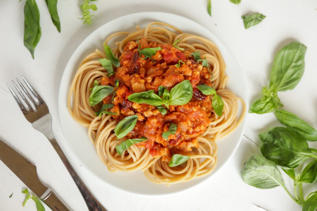 Vegetarische Spaghetti Bolognese - vegan und mit Sojahack