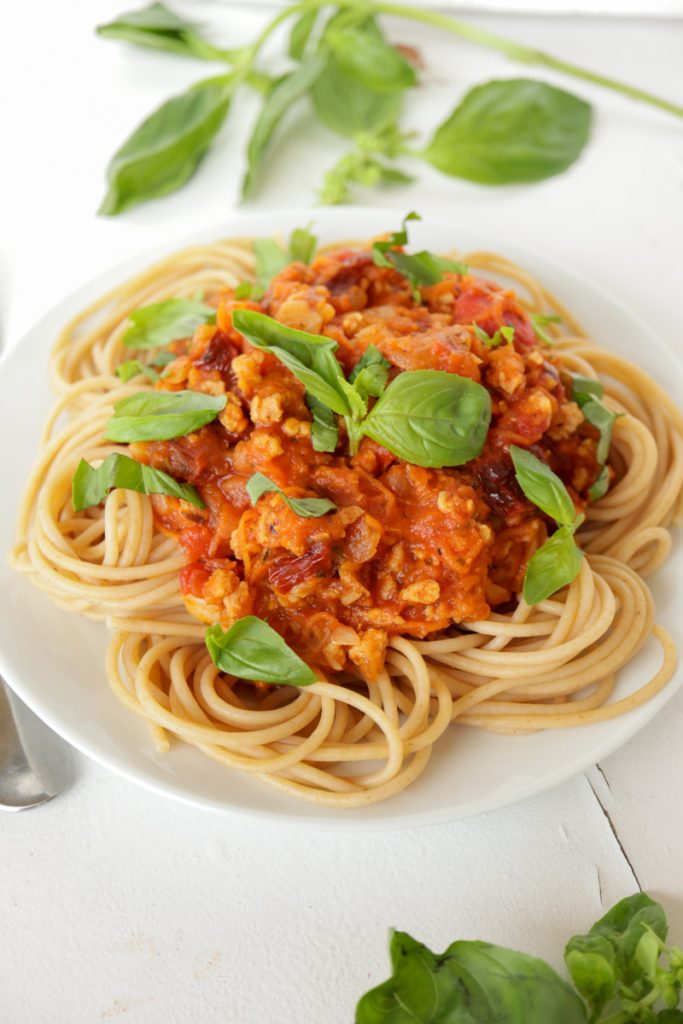Vegetarische Spaghetti Bolognese - vegan und mit Sojahack
