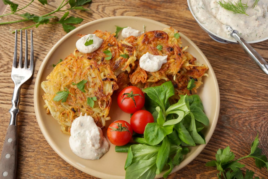Vegan Hash Browns with Almond Cream Cheese