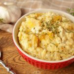 A creamy risotto with homemade vegan cream cheese and pumpkin